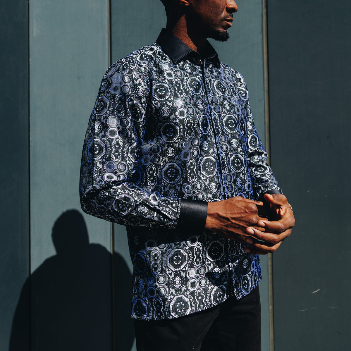 70% Silk Rich Heritage - Black Long Sleeve Men's Shirt