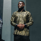 70% Silk Rich Heritage - Gold Long Sleeve Men's Shirt