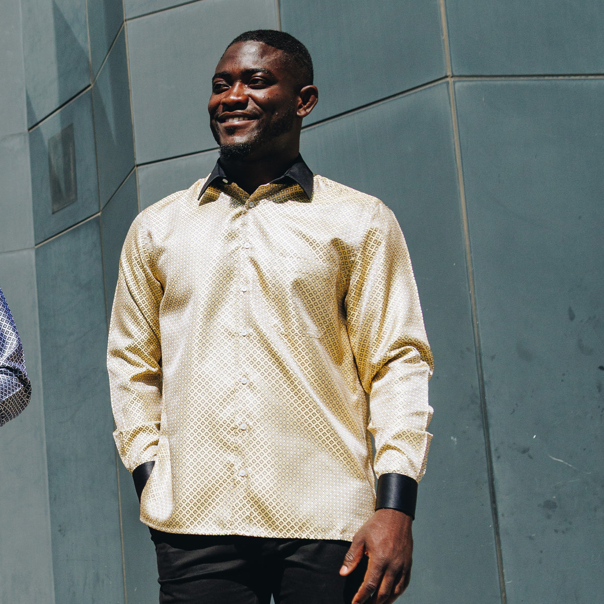 70% Supreme Silk Tiger's Eye - Gold Long Sleeve Men's Shirt