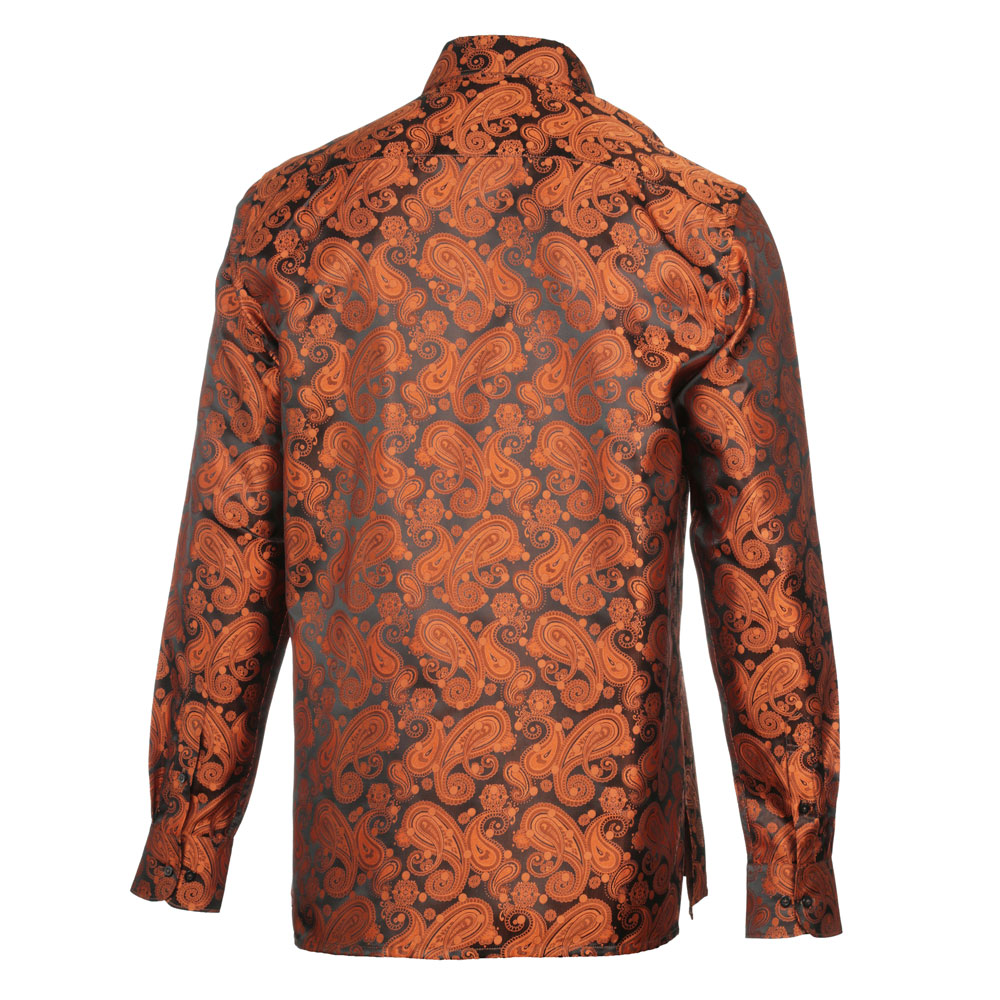 『TEN PAISLEY S/S ORANGE S』 Dotted Paisley – Burnt Orange Long Sleeve Jacquard Woven